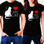 Тениски за двойки I Love My Cat, снимка 1 - Тениски - 44955088