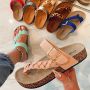 Дамски сандали с коркова подметка и кожени каишки, 4цвята , снимка 3