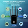 НОВ БЪРЗ WiFi усилвател на сигнала, 1200Mbps WiFi удължител до 10000 sq.ft покритие, двулентов..., снимка 3