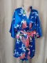 Singapore / silk /ХL/2XL Сатенен син халат / кимоно / на пауни и цветя, снимка 6