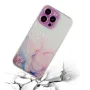 Силиконов калъф Marble за iPhone 15 Pro Max, Розов, снимка 2