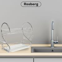 Сушилник за съдове Rosberg R53000H, Хром, 2нива, 40x25x39см., снимка 2 - Сушилници - 45128767