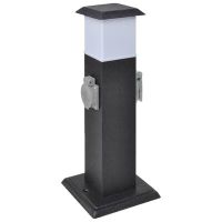 Черна градинска колона с контакт и лампа（SKU:41235, снимка 1 - Други стоки за дома - 45529313