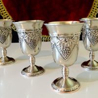 Посребрени медни чаши,лози,грозде. , снимка 6 - Антикварни и старинни предмети - 45494388