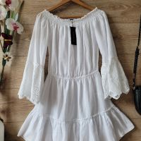Нова бяла рокля памучна материя с бродерии , снимка 1 - Рокли - 45614174