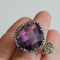 Красив сребърен пръстен с Пурпурен Аметист , снимка 4 - Пръстени - 45113345