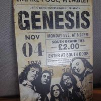 Genesis 4 NOV 1974,Empire Pool,Wembley-метална табела (плакет), снимка 1 - Китари - 45758924