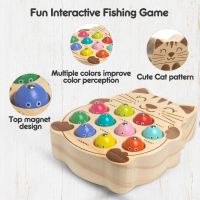 Магнитна игра за риболов дървени Монтесори играчки за магнитен риболов за малки деца обучение, снимка 4 - Образователни игри - 45241705
