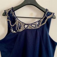 Елегантна къса синя рокля с камъчета, снимка 2 - Рокли - 45207680