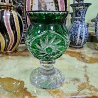 Превъзходна много красива антикварна колекционерска кристална ваза чаша Bohemia , снимка 6 - Вази - 45234887