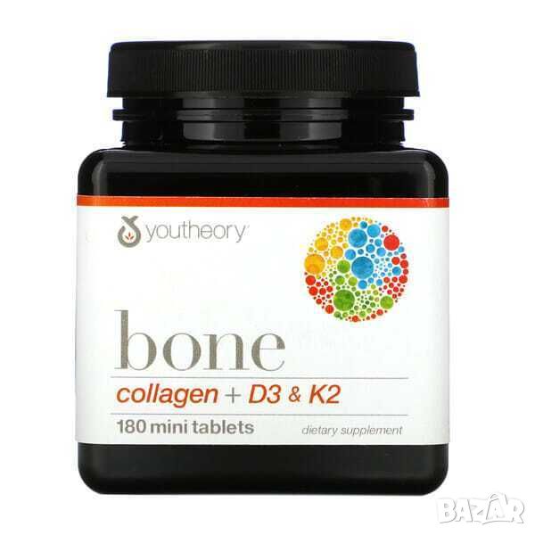 Youtheory Bone, Колаген + Витамини D3 и K2, 180 мини таблетки, снимка 1