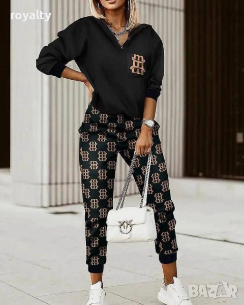 Дамски черен екип панталон с блуза , снимка 1