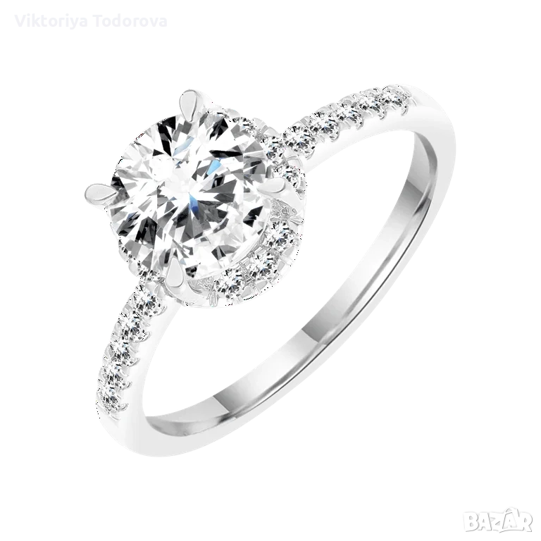 Нов пръстен сребро-925 с ест.диаманти-1,50К-СУПЕР ОФЕРТА, снимка 1