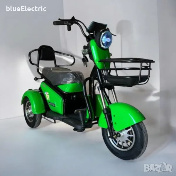 Двуместна електрическа триколка blueElectric Pudding 1800W | 48V | 23Ah | GREEN, снимка 1