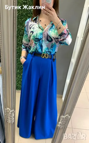 Дамски дълъг панталон и риза, снимка 1