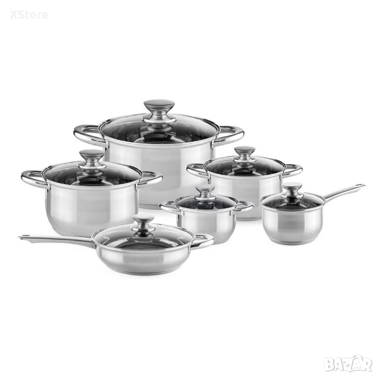 Комплект съдове за готвене Muhler от 12 части, неръждаема стомана, снимка 1