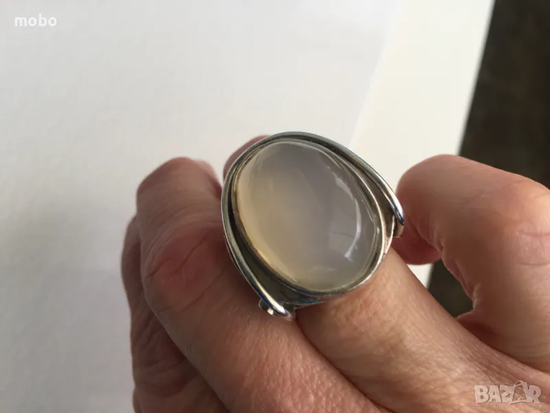 Красив масивен  сребърен пръстен с камък, общо тегло 15.77г , снимка 1