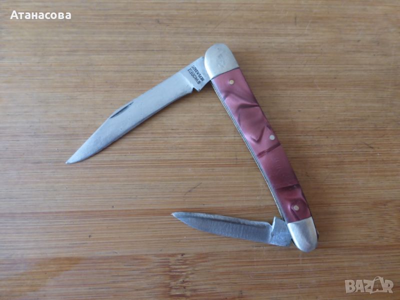 Джобно ножче с 2 остриета розово Буковец, снимка 1