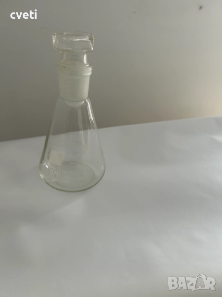 Ерленмайер колба с шлиф със стъклена тапа - йодни колби, снимка 1