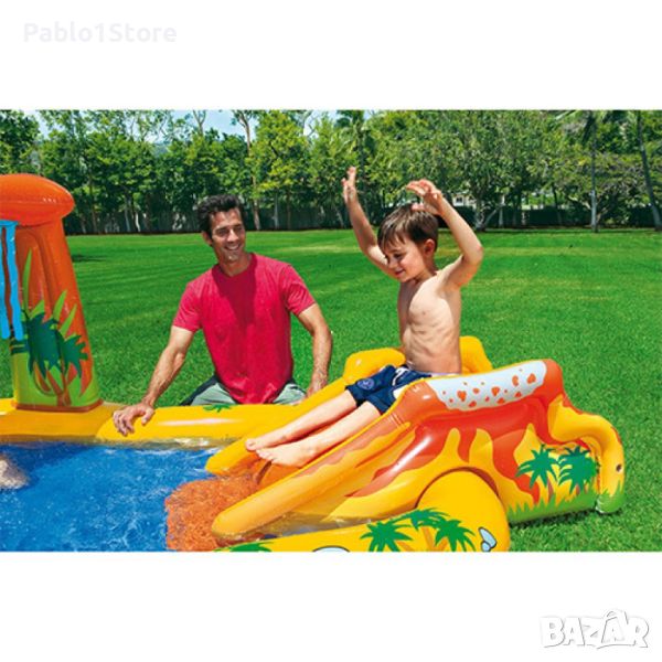 Пълно лятно забавление: Пръскащ надуваем басейн с пързалка за безкрайно удоволствие в горещите летни, снимка 1