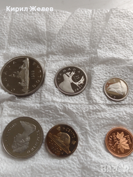 Лот монети 6 броя Канадски долари, центове непипани мат гланц перфектно състояние 42636, снимка 1