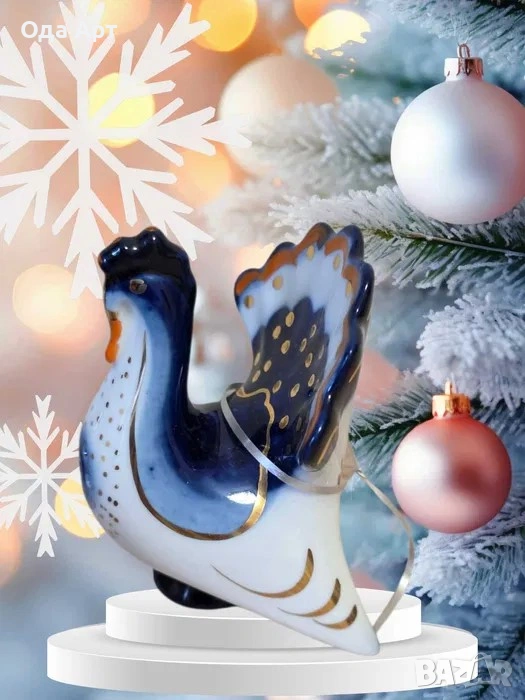 Петел и пуйка. Руски порцелан, ЛФЗ, солница, пиперник, снимка 1