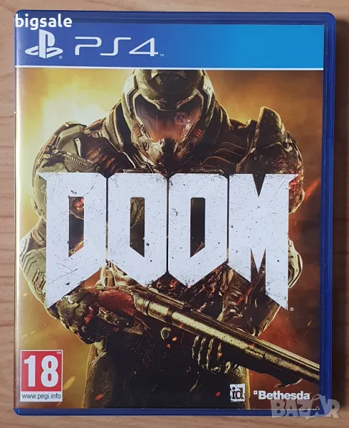 Перфектен диск игра DOOM PS4 Playstation 4 Плейстейшън 5 PS5 Дуум Дум, снимка 1