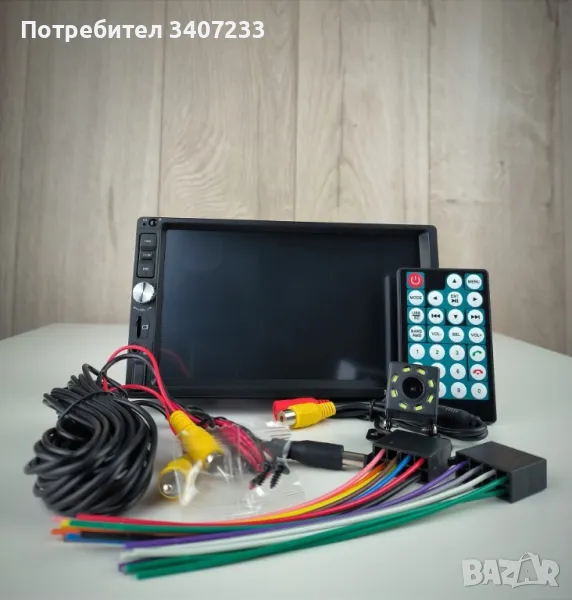 MP5 плейър за кола с огледална връзка,Bluetooth,LED тъчскрийн 7049-CP + КАМЕРА ЗА ЗАДНО ВИЖДАНЕ, снимка 1