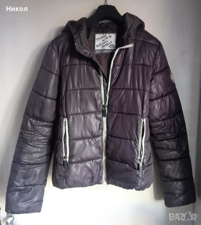 Зимно яке с качулка, Тъмно сиво, снимка 1