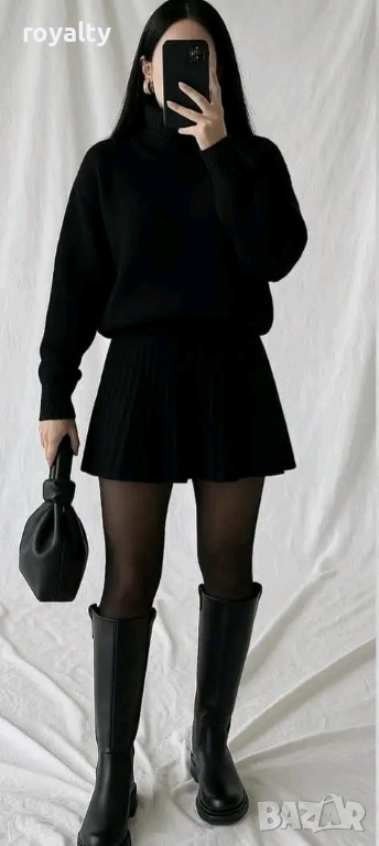 Черен Дамски Комплект Плетиво , снимка 1