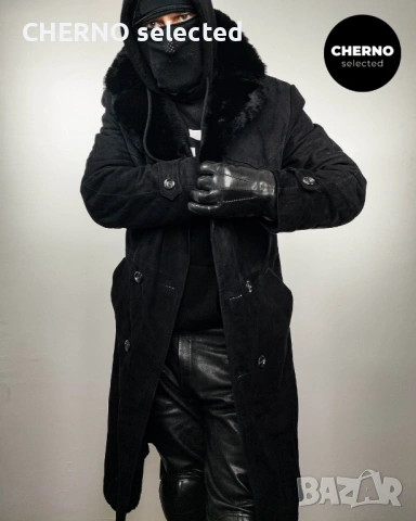 C&A дълго двуредно мъжко кожено палто от естествен велур с кожена яка – размер L , снимка 11 - Якета - 53668334
