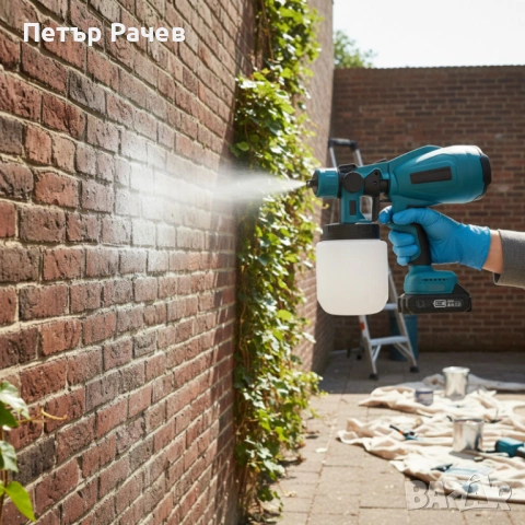 Акумулаторен и безжичен пистолет за боядисване с 2 батерии 21V, снимка 4 - Бояджийски услуги - 53984731