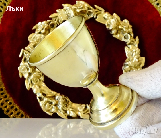 Чаши за ракия от месинг,на столче., снимка 6 - Антикварни и старинни предмети - 52258792