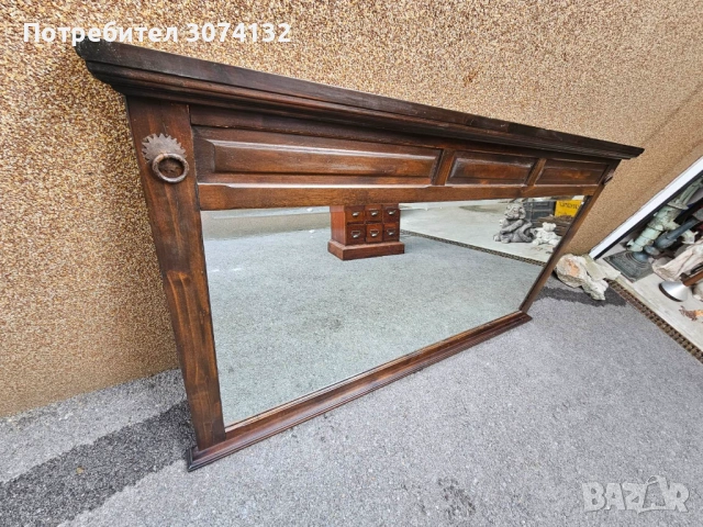 Голямо огледало с рамка от масив, снимка 2 - Огледала - 53569787