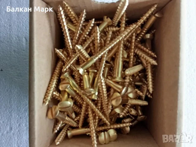 🟡 Месингови винтове, винт за дърво, декорация5x50 – DIN 95, лещовидна глава, шлиц – 200 бр./оп., снимка 1