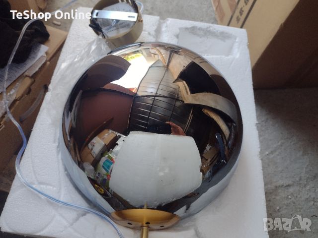 Пандел висяща таванна ЛЕД лампа с огледална топка лукс колекция хром, снимка 9 - Лампи за таван - 46449762