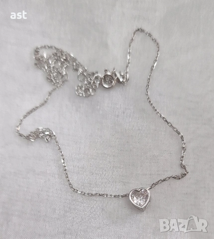 Много нежно сребърно колие Сърце, снимка 3 - Колиета, медальони, синджири - 53944537