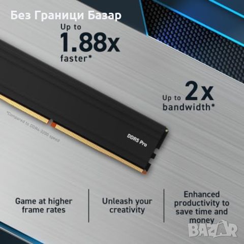 Нова Crucial Pro DDR5 32GB RAM Kit 6000MHz - Игрова Памет за Геймъри, снимка 1 - Друга електроника - 45117305