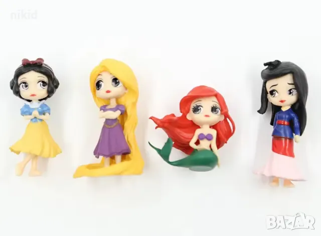 4 принцеси принцеса фигурки фигурка Снежанка Рапунцел Малката русалка Ариел Мулан пластмасови топер