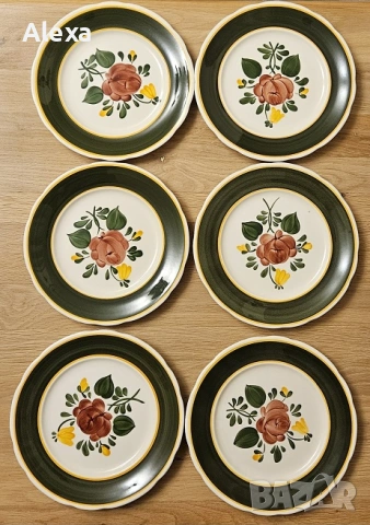 Комплект 6 оригинални чинии Villeroy & Boch серия Bauernblume ръчно рисувани, снимка 3 - Антикварни и старинни предмети - 53729722