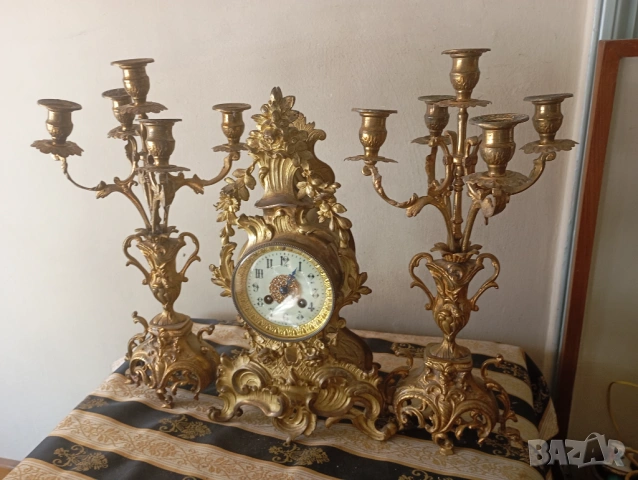 Комплект часовник със свещници рококо