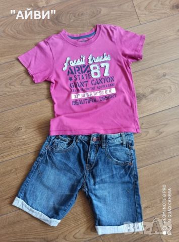 ZARA и DETROIT детски къси дънки, тениска и ризка, снимка 5 - Детски къси панталони - 45436398