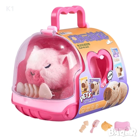 Плюшена интерактивна играчка ходеща Капибара в куфар, снимка 4 - Плюшени играчки - 52712517