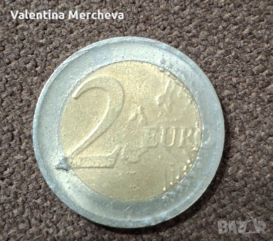 Монета от 2 евро с дефект, снимка 4 - Нумизматика и бонистика - 53566172