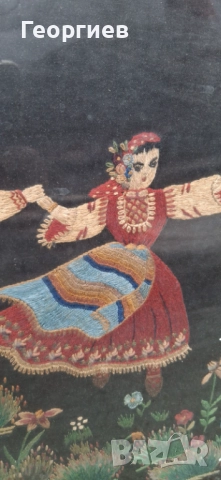 Стара картина с рамка, изтъкана от конци (гоблен), снимка 8 - Гоблени - 51990365