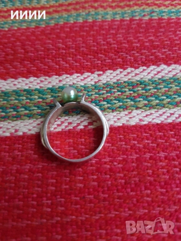 Сребърен пръстен с перла, снимка 2 - Пръстени - 52301221