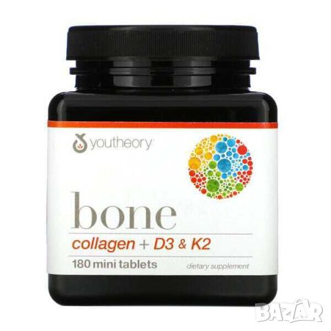 Youtheory Bone, Колаген + Витамини D3 и K2, 180 мини таблетки, снимка 1 - Хранителни добавки - 45890597