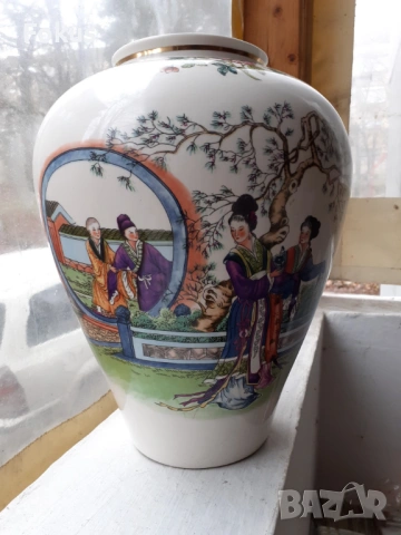 Голяма стара антикварна ваза Calco in Taiwan порцелан, снимка 5 - Антикварни и старинни предмети - 53445291