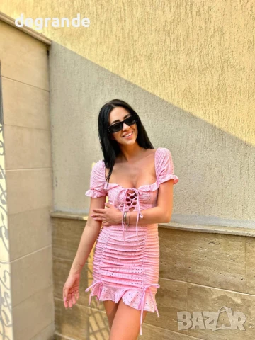 Рокля в розово синьо и черно, снимка 6 - Рокли - 50797280