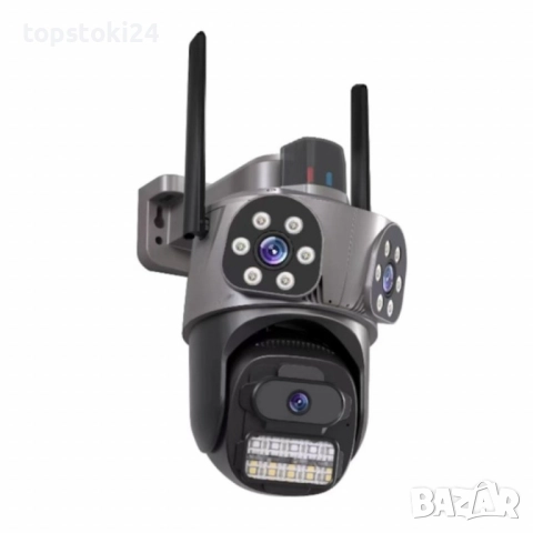 Тип продукт: Външна PTZ WiFi камера; Резолюция: 9MP (3MP + 3MP + 3MP); Обективи: 2 фиксирани + 1 под, снимка 2 - Комплекти за видеонаблюдение - 52430308